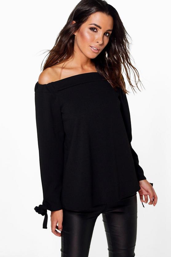 Emma Tie Sleeve Bardot Top